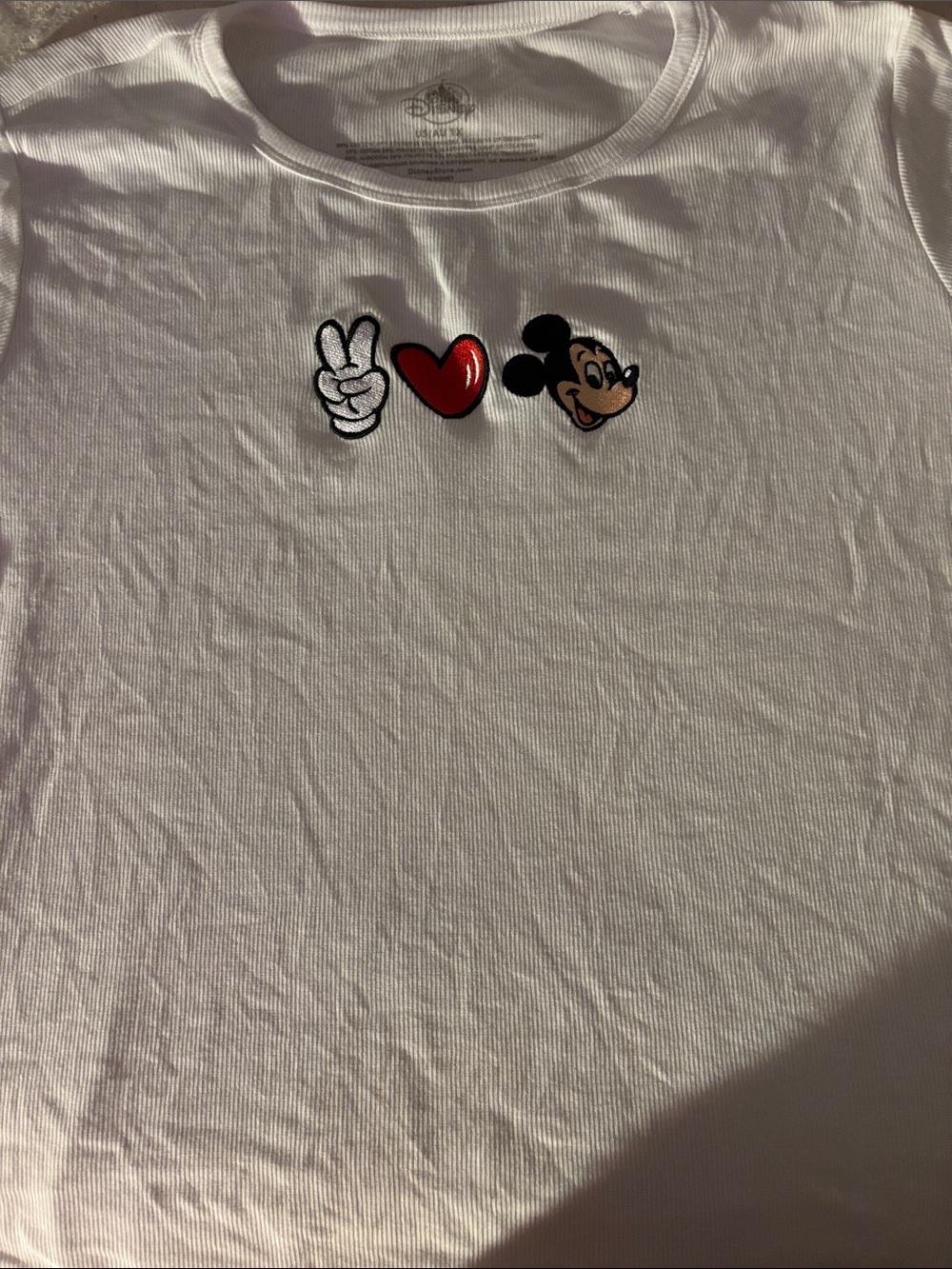 Disney White Tee with Red Heart & Mickey Patch